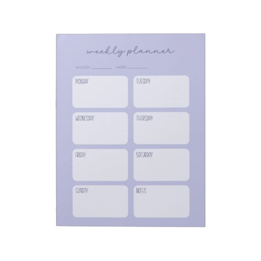 Weekplanner minimaal blauw notitieblok (Linkerzijde)