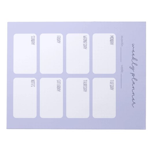 Weekplanner minimaal blauw notitieblok (Voorkant)