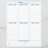 weekplanner | Niet-gedateerde takenlijst (blauw) Flyer (Voorkant)