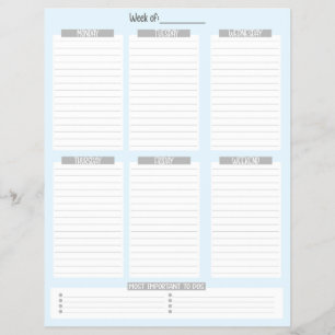 weekplanner Niet-gedateerde takenlijst (blauw) Flyer