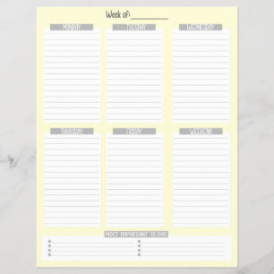 weekplanner Niet-gedateerde takenlijst (geel) Flyer