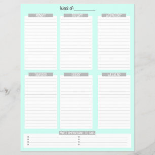 weekplanner Niet-gedateerde takenlijst (groen) Flyer