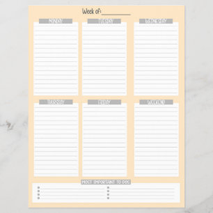 weekplanner Niet-gedateerde takenlijst (Oranje) Flyer