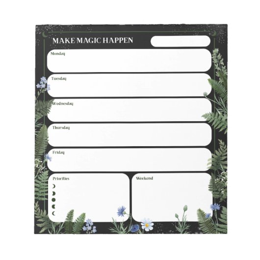 Weekplanner Notitieblok – Donker Fantasievol Ontwe (Voorkant)