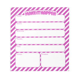 Weekplanner Notitieblok - Roze Gestreept