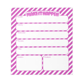 Weekplanner Notitieblok - Roze Gestreept