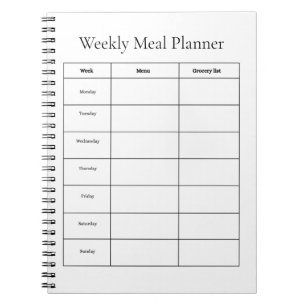 Weekplanner notitieboek voor maaltijden