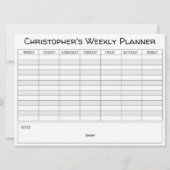 Weekplanner om te personaliseren met naam op een K Feestdagenkaart (Achterkant)