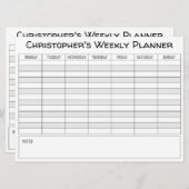 Weekplanner om te personaliseren met naam op een K Feestdagenkaart (Voorkant / Achterkant)