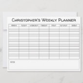 Weekplanner om te personaliseren met naam op een K Feestdagenkaart (Voorkant)