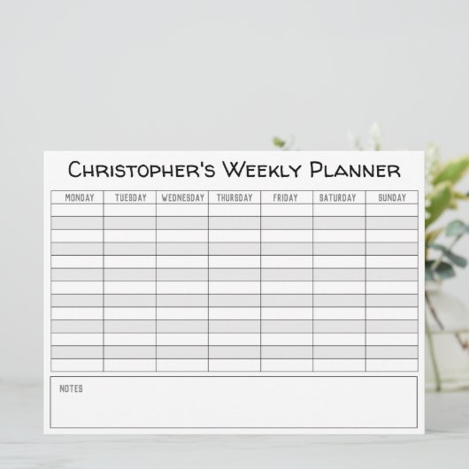 Weekplanner om te personaliseren met naam op een K Feestdagenkaart (Staand voorkant)