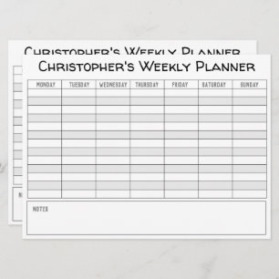 Weekplanner om te personaliseren met naam op een K Feestdagenkaart