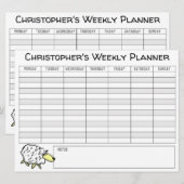 Weekplanner om te personaliseren met naam op een K Feestdagenkaart (Voorkant / Achterkant)