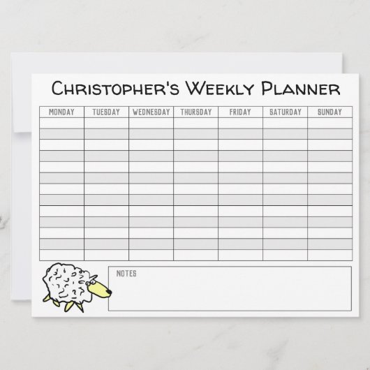 Weekplanner om te personaliseren met naam op een K Feestdagenkaart (Voorkant)
