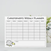 Weekplanner om te personaliseren met naam op een K Feestdagenkaart (Staand voorkant)