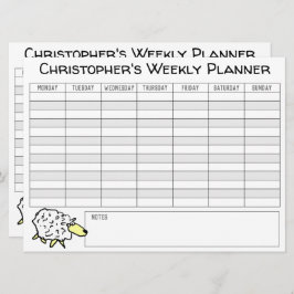 Weekplanner om te personaliseren met naam op een K Feestdagenkaart