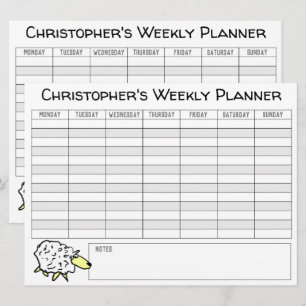 Weekplanner om te personaliseren met naam op een K Feestdagenkaart