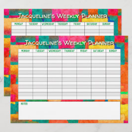 Weekplanner om te personaliseren met naam op een K Feestdagenkaart