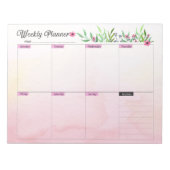 Weekplanner - Roze florale stijl Notitieblok (Voorkant)