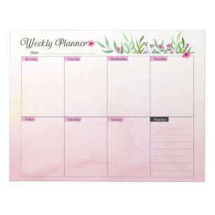 Weekplanner - Roze florale stijl Notitieblok