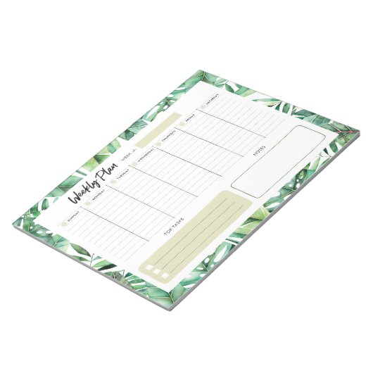 Weekplanner - Tropische bladeren Notitieblok (Schuin)