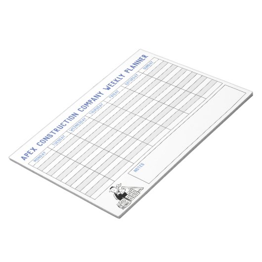 Weekplanner van de bouwer met Titel aan Personaliz Notitieblok (Schuin)