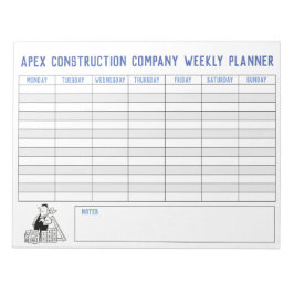 Weekplanner van de bouwer met Titel aan Personaliz Notitieblok