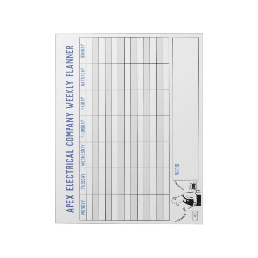 Weekplanner voor elektricien. Persoonlijke titel. Notitieblok (Linkerzijde)