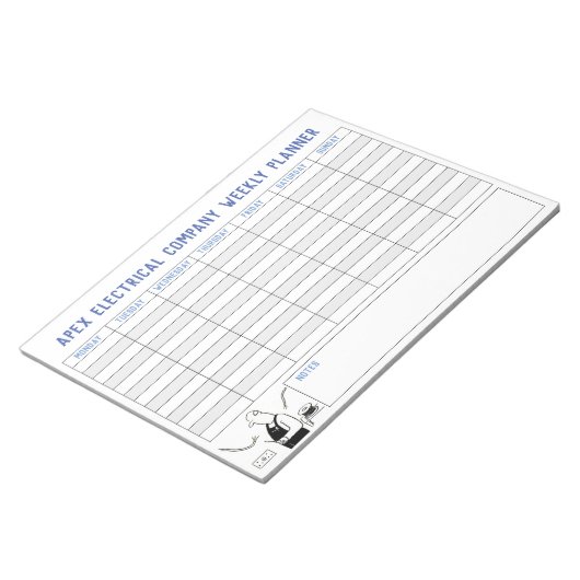 Weekplanner voor elektricien. Persoonlijke titel. Notitieblok (Schuin)