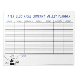 Weekplanner voor elektricien. Persoonlijke titel. Notitieblok