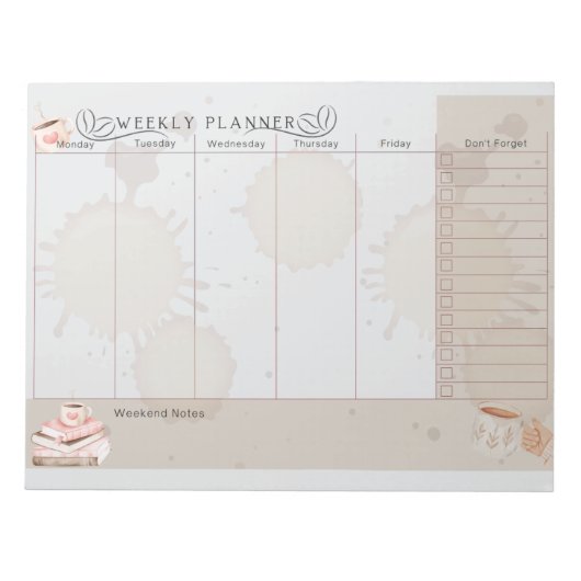 Weekplanner voor koffieliefhebbers notitieblok (Voorkant)
