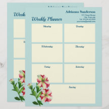 Weekplanner Waterverf Roze en Witte Petunia's