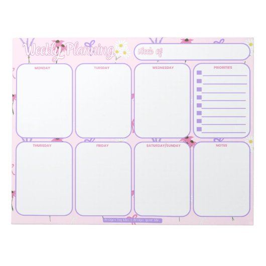 weekplanner | Wildflowers & Bows Patroon Notitieblok (Voorkant)
