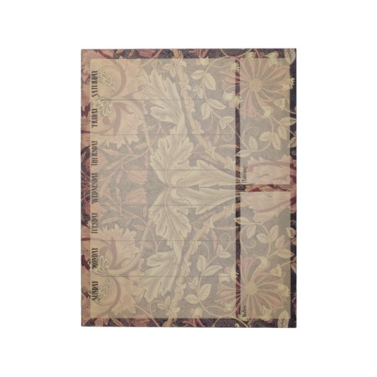 Weekplanner - William Morris Honeysuckle Notepa Notitieblok (Linkerzijde)
