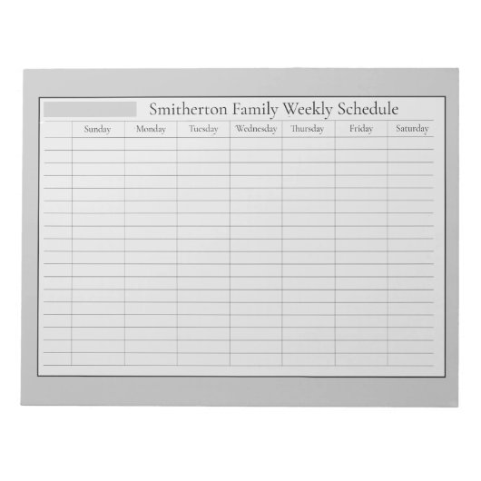 Weekplanning Gray Black Notitieblok (Voorkant)