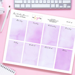 Weekplanning Logo naam Paarse Waterverf toevoegen Notitieblok
