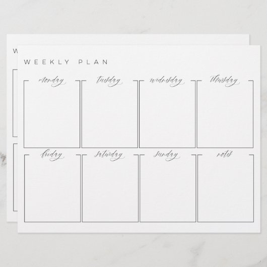 Weekplanning niet-gedateerd, dubbelzijdig schema (Voorkant / Achterkant)