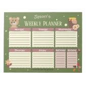 Weekplanning voor de naam van het kind met Beer Notitieblok (Voorkant)