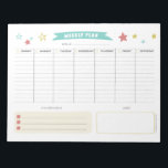 Weekplanning voor kinderen notitieblok<br><div class="desc">Deze wekelijkse planner heeft ruimte om van maandag tot en met vrijdag uw werk te schrijven en een plaats om uw wekelijkse doelstellingen en notities op te schrijven. Het is een leuke ontwerpstijl voor kinderen. Je kunt dit ook gebruiken als boodschappenlijstje of voor school!</div>