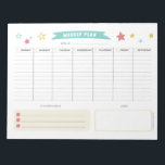 Weekplanning voor kinderen notitieblok<br><div class="desc">Deze wekelijkse planner heeft ruimte om van maandag tot en met vrijdag uw werk te schrijven en een plaats om uw wekelijkse doelstellingen en notities op te schrijven. Het is een leuke ontwerpstijl voor kinderen. Je kunt dit ook gebruiken als boodschappenlijstje of voor school!</div>