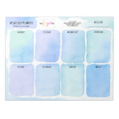 Weekplanning voor Logo artistieke blauwe Waterverf Notitieblok (Voorkant)