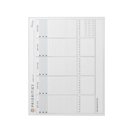 Weekprioriteiten Planner Notitieblok (Linkerzijde)