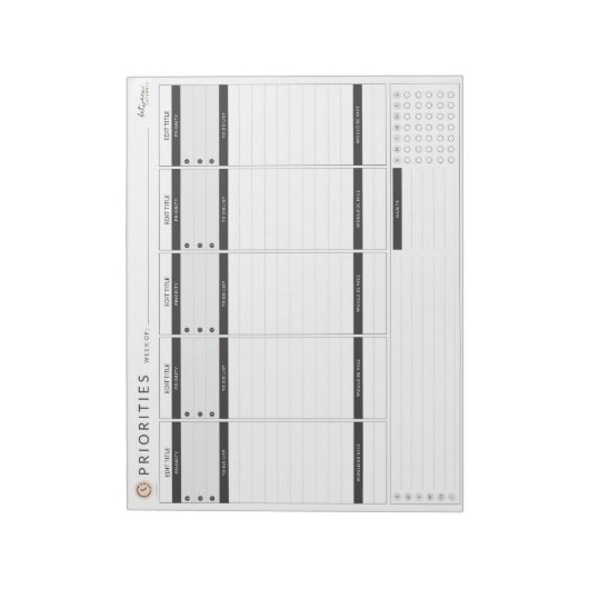 Weekprioriteiten Planner Notitieblok (Linkerzijde)