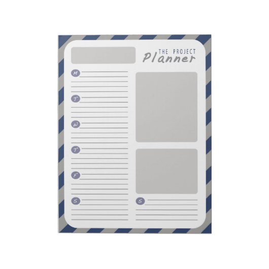 Weekprojectplanner - Blauw en grijs Notitieblok (Linkerzijde)