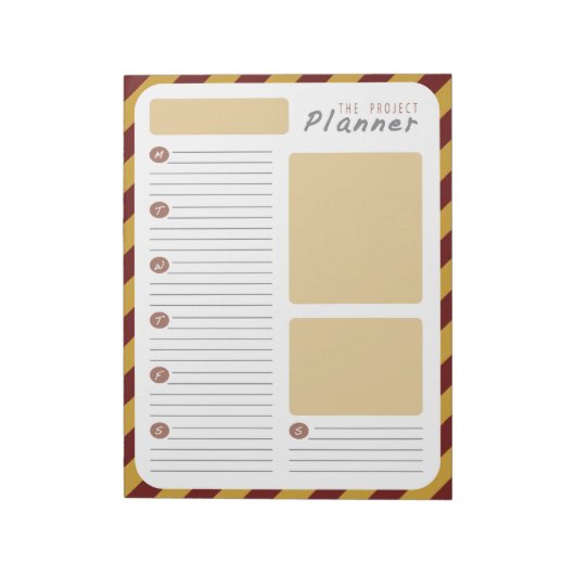 Weekprojectplanner - Rood en goud Notitieblok (Linkerzijde)