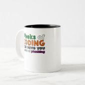 Weeks of coding tweekleurige koffiemok (Voorkant links)