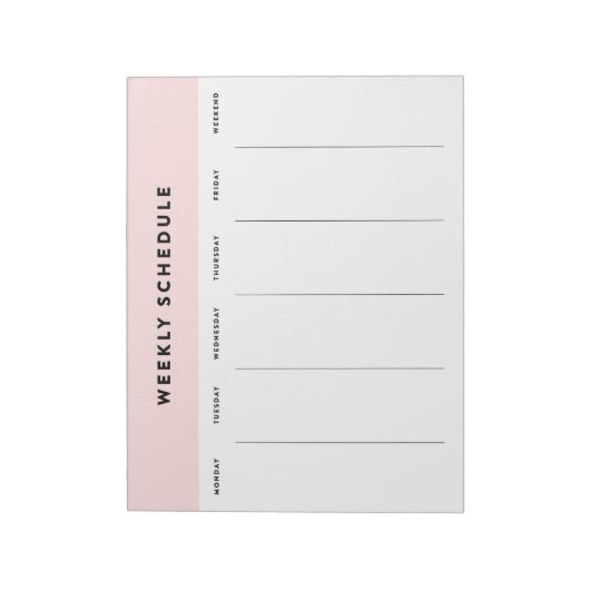 Weekschema roze notitieblok (Linkerzijde)