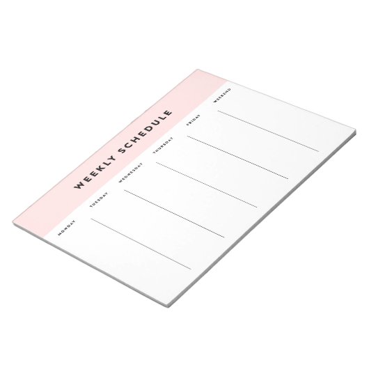 Weekschema roze notitieblok (Schuin)