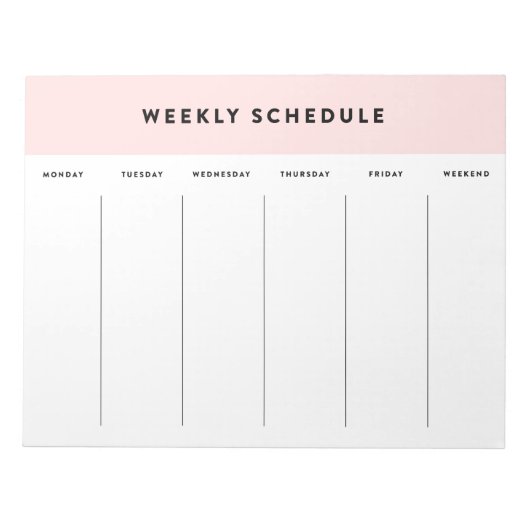 Weekschema roze notitieblok (Voorkant)