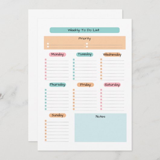 Weekse digitale planner voor alleen digitale downl kaart (Voorkant / Achterkant)
